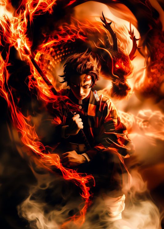 Tanjiro Kamado.Fire Dragon, Demon Slayer 
