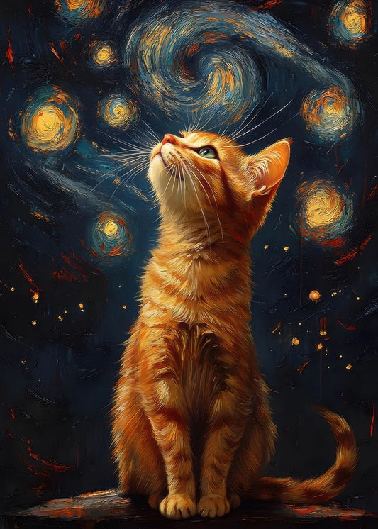 Ginger Cat Starry Night