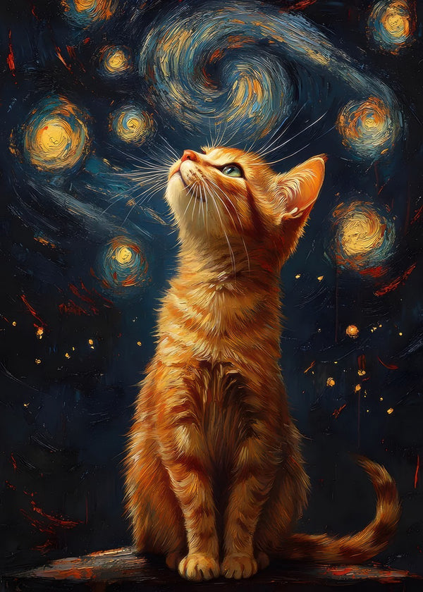 Ginger Cat Starry Night