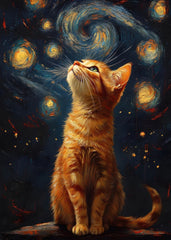 Ginger Cat Starry Night