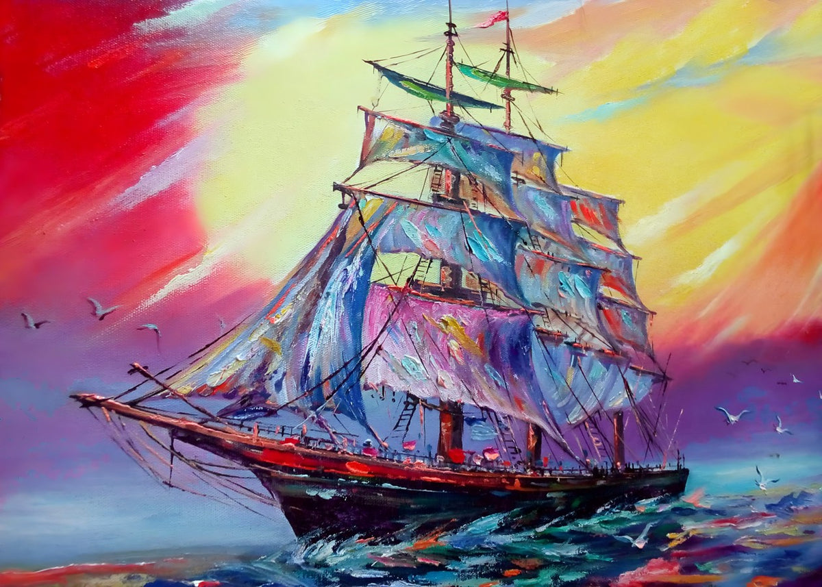 A watercolor ship