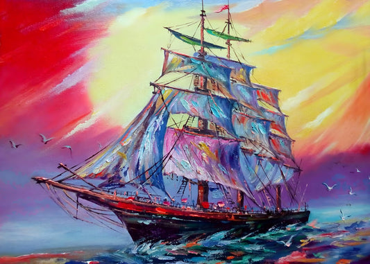 A watercolor ship