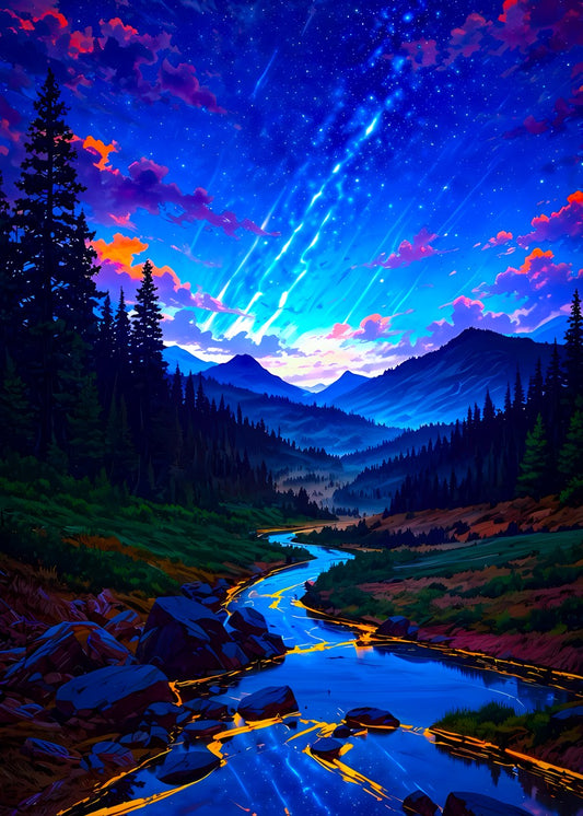 Anime River Under Stars