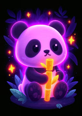 Glowing Panda with Neon Bamboo