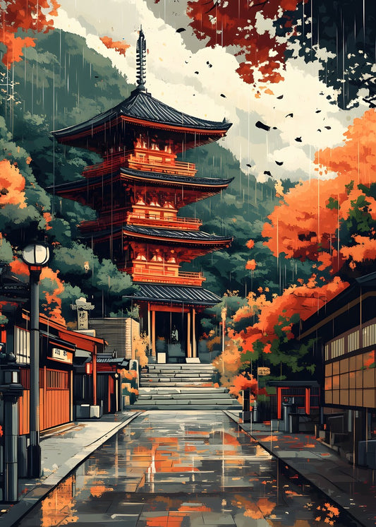 Autumn Serenity at the Temple