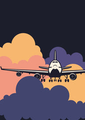 Aircraft and colorful clouds