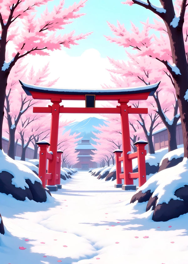 Japanese torii gate winter