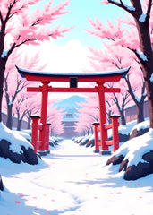 Japanese torii gate winter 