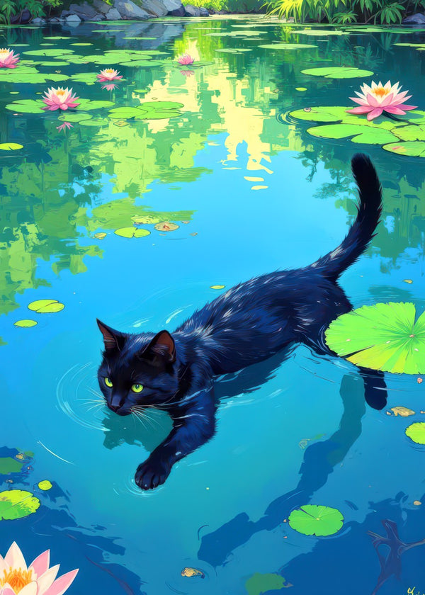 Cat swimming