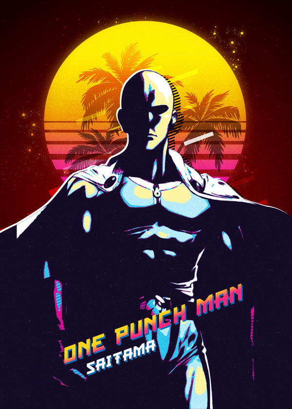 Saitama One Punch Man Retro Art