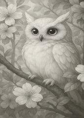 Cute White Owl With Flowers