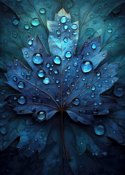 Dew Covered Blue Leaf