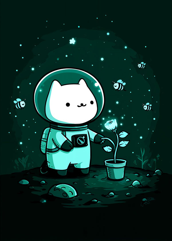 Astronaut Cat Gardening