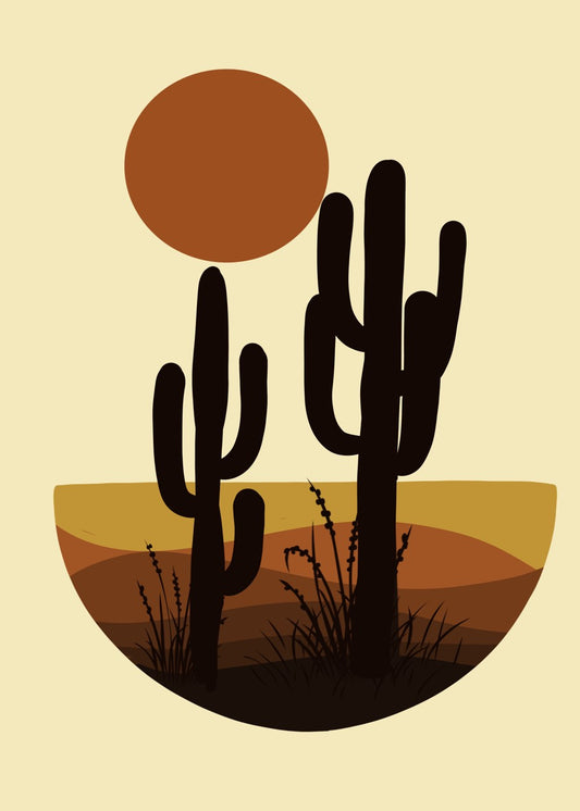 Desert Sun Cactus Art