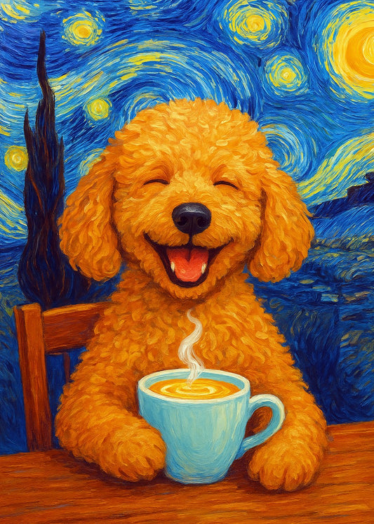 Poodle Coffee Starry Night