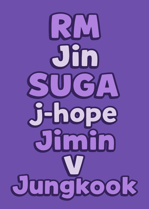 BTS Members Typography Art