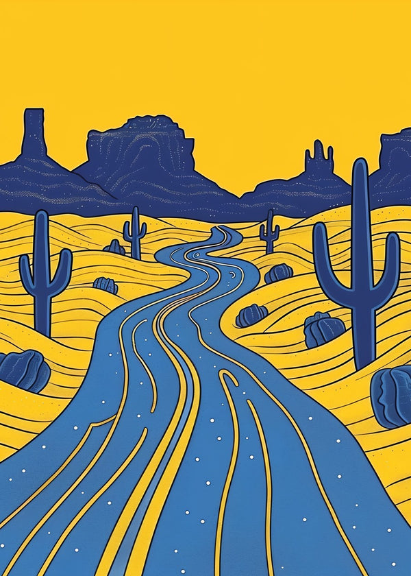 Retro Desert Road Illustration