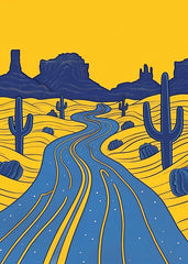 Retro Desert Road Illustration