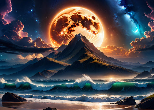 Mountain and sea moon 