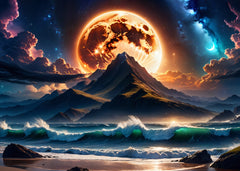 Mountain and sea moon 