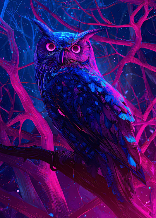 Owl Fantasy Horror Neon