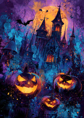 Halloween Castle and Pumpkins