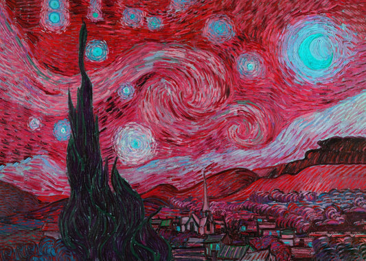 Starry night red sky 