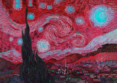 Starry night red sky 