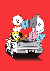 BT21 characters in a truck