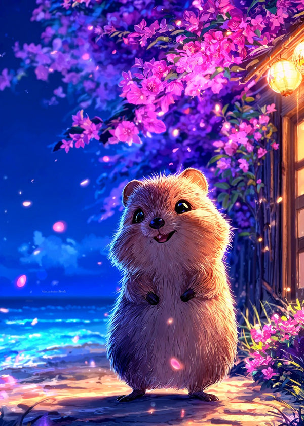 Joyful Quokka Under Sakura