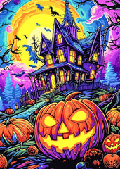 Haunted House Under Full Moon