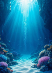 Sunlit underwater cave 