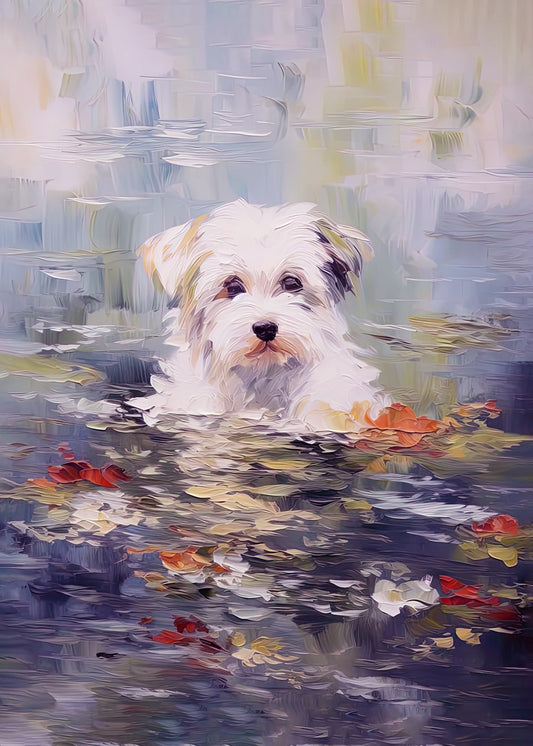 The Water Lilies Print- parody of Claude Monet's painting with dog