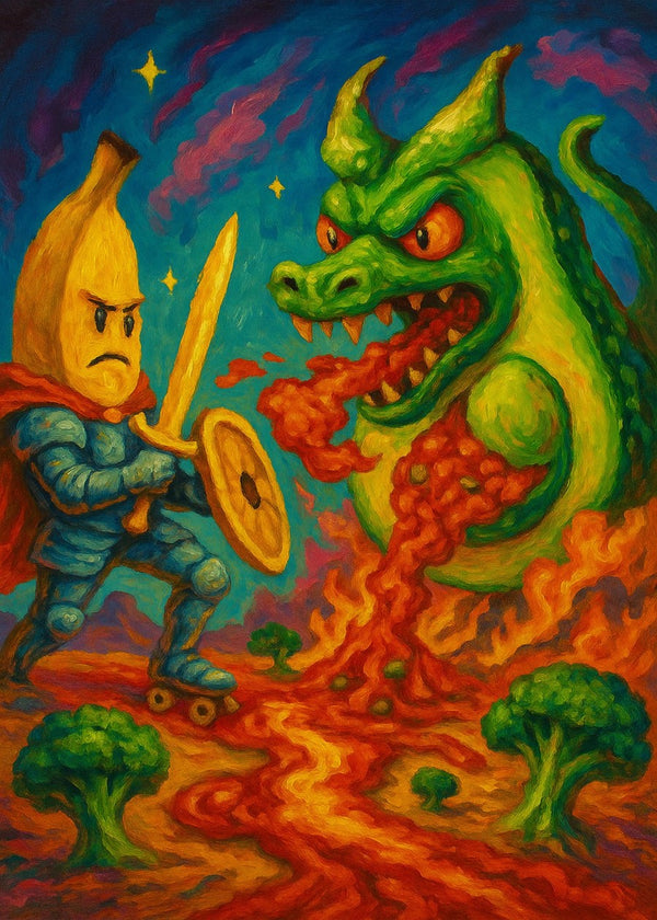 Banana Knight vs. dragon