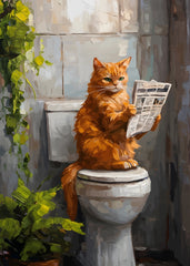 Funny cat reading newspaper
