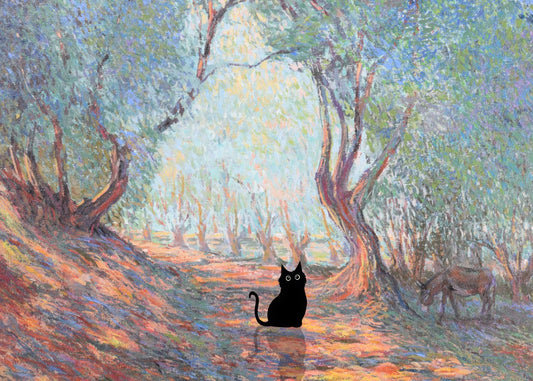 Black cat olive tree monet