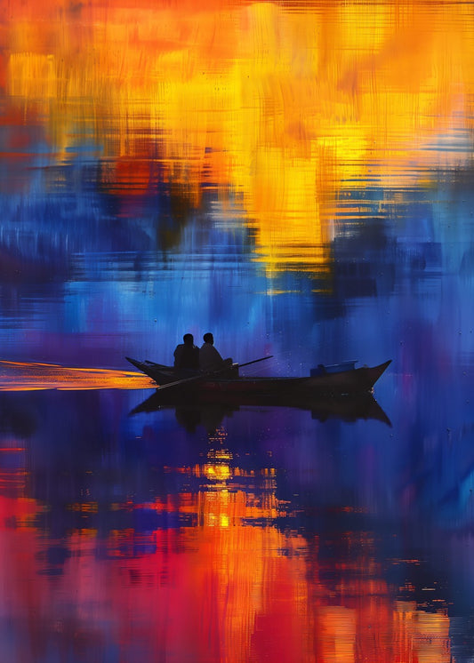Romantic Boat Ride Fiery Sun