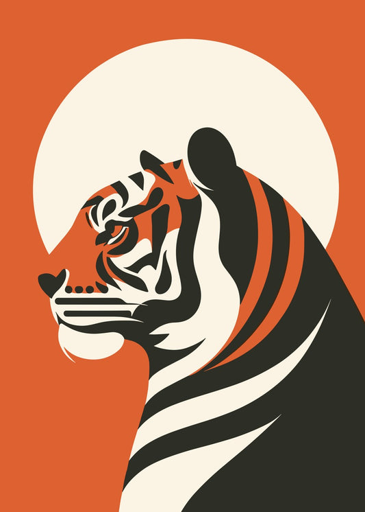 Stylized Tiger with Sun