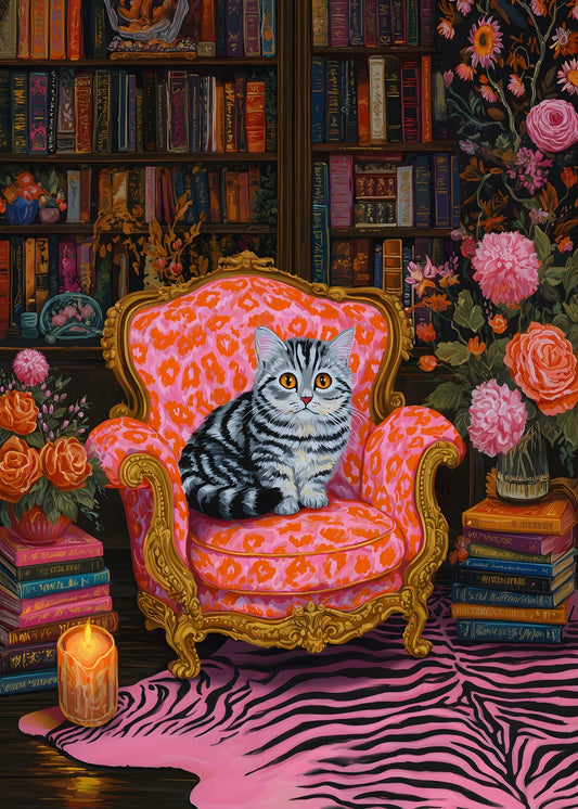 Regal Feline in a Floral Haven
