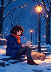 Girl and golden retriever 