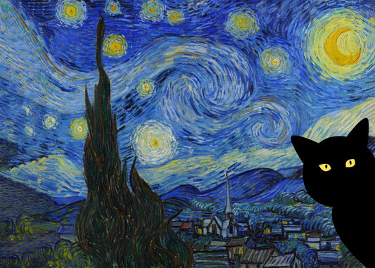 Starry Night Black Cat