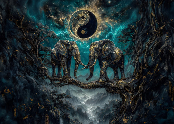 Celestial Balance Of Two Elephants