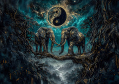 Celestial Balance Of Two Elephants