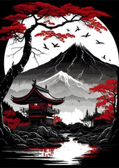 Red Mountain landscape, Japanese style