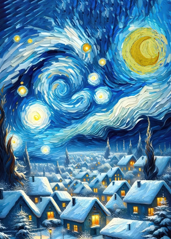 Starry night sky winter