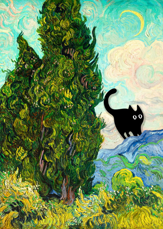 Black fat cat painting 