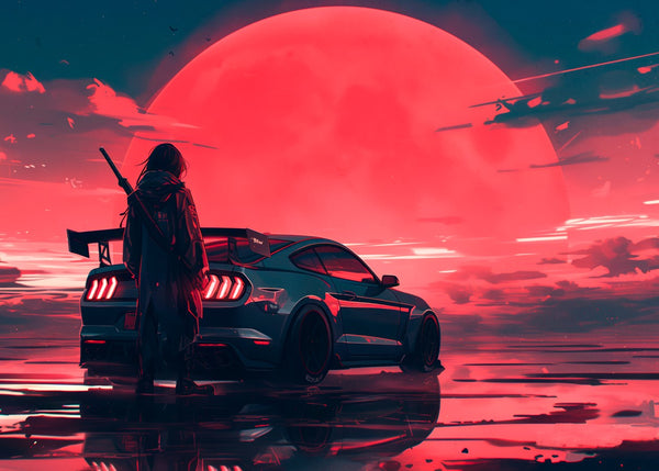 Mustang at Red Sunset