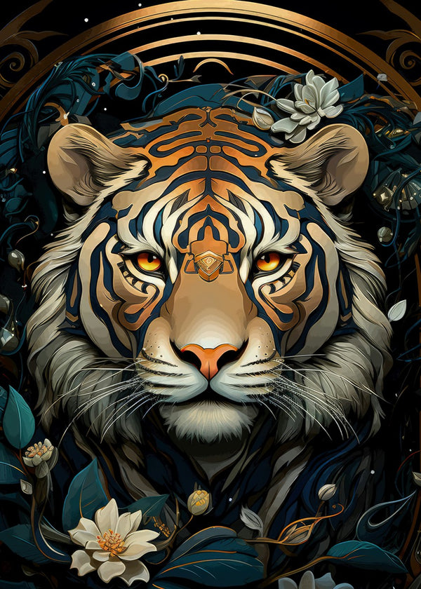 Ornate Golden and Blue Tiger