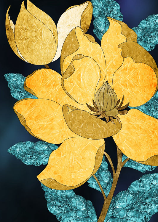 Golden Bloom Blue Marble Leave