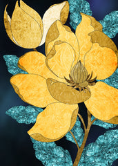 Golden Bloom Blue Marble Leave